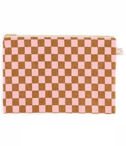 Pochette Lili Damier Caramel et Fraise - Rose In April