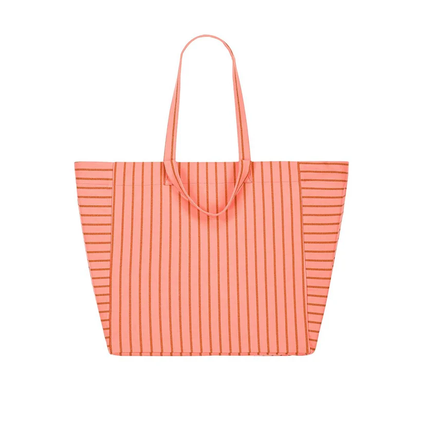 Sac Cabas Elisa Rayures Pecan/Corail - Rose In April