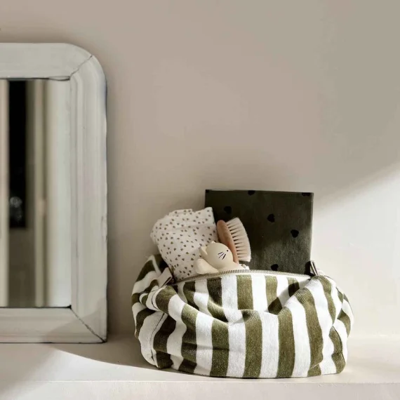 Trousse de Toilette Vic Rayures Kaki - Rose In April – Image 3