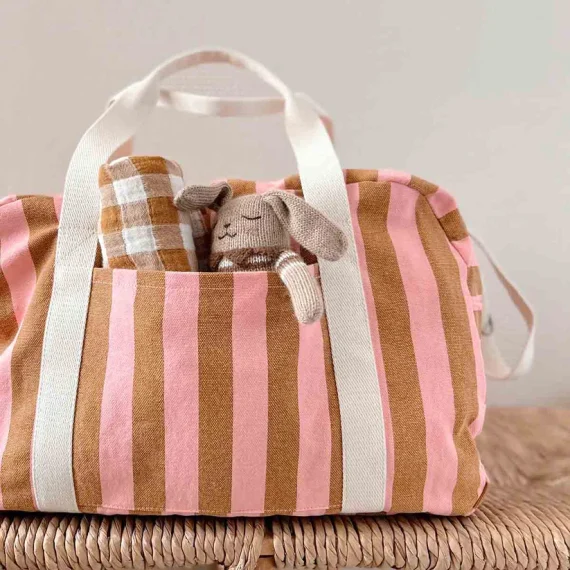 Sac à Langer Raphaël Rayures Caramel - Rose In April – Image 3