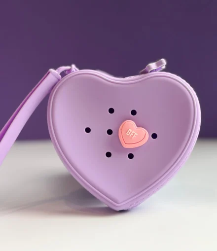 Porte-monnaie perforé personnalisable mauve - Petit Kids