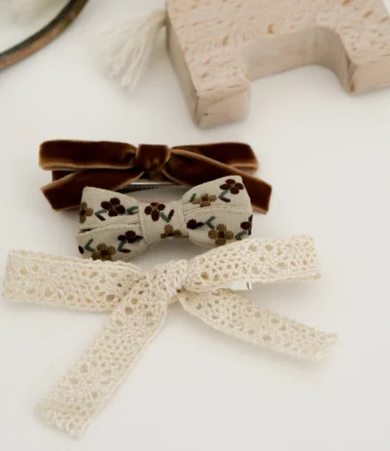 Set Barrettes Brodées Camel - Gentil Coquelicot