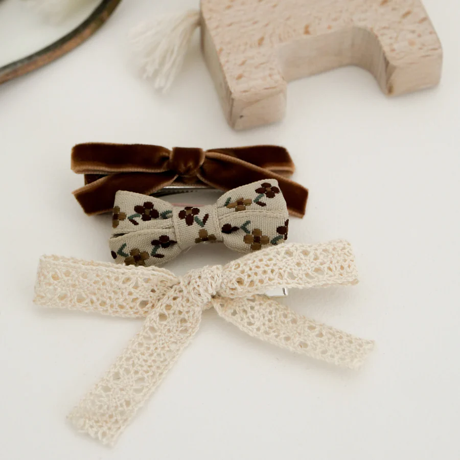 Set Barrettes Brodées Camel - Gentil Coquelicot