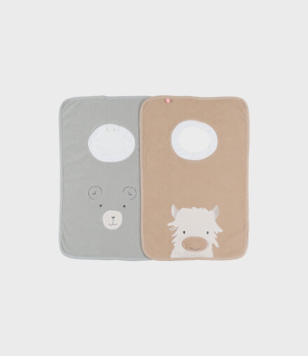 Lot de 2 bavoirs éponge beige et kaki - Noukie's