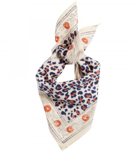 Foulard Indien Léopard Marine - Bonheur du Jour