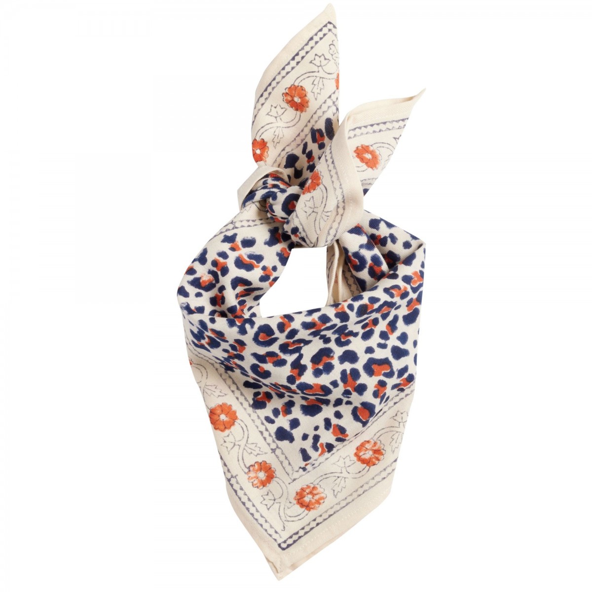 Foulard Indien Léopard Marine - Bonheur du Jour